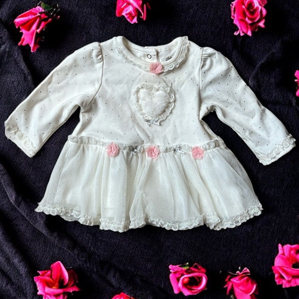 Little Me Sparkly Lace Polka Dot Dress - 9 Months